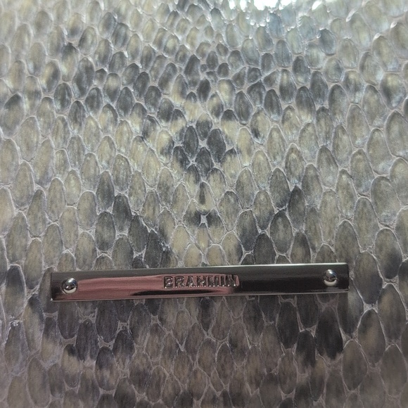 Brahmin Duxberry Snakeskin Embossed With Whiten And Brown Croc Embossed Handles! - Picture 5 of 17